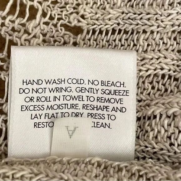 Eileen Fisher Linen Beige Embroidered Knitted Open Cardigan Sweater SZ XS - Picture 10 of 12